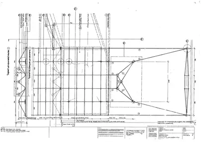 Detail konstrukčního řešení - zavěšení centrální konstrukce na dvou bodech